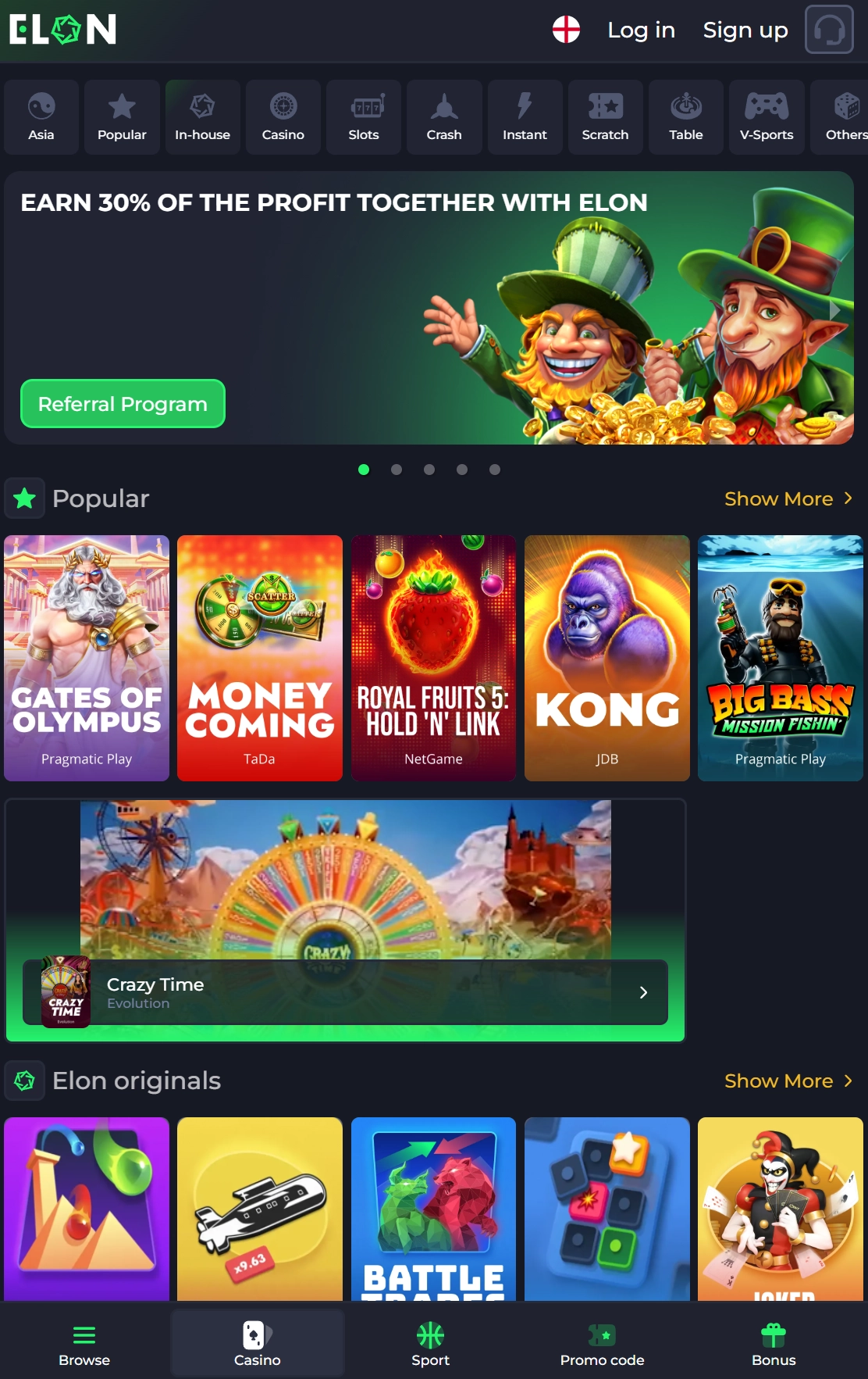 Elon Casino Bangladesh - 125% Welcome Bonus + 250 Free Spins